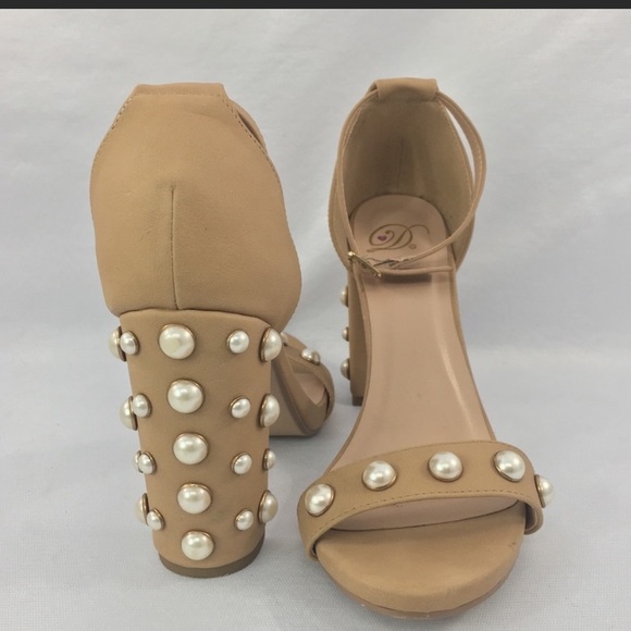 Derek Heart Shoes - Derek Heart Pearl Studded Heels